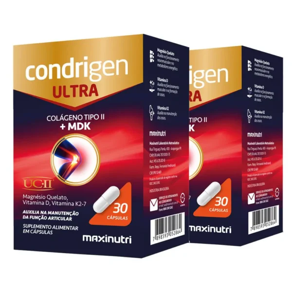 Kit 2 Condrigen Ultra Colágeno Tipo 2 + Mdk Ucii 30 Cápsulas Maxinutri